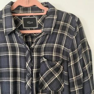 Rails Hunter Buttondown in grey cream plaid